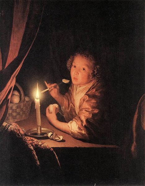 Godfried Schalcken Girl Eating an Apple